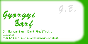 gyorgyi barf business card